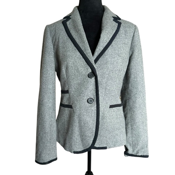 J. Crew Jackets & Blazers - J.Crew Gray Wool Blazer with Black Trim – Size 6